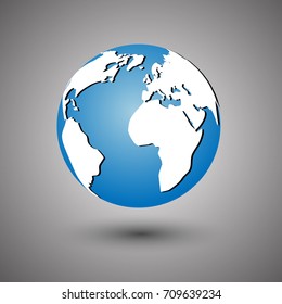 blue vector globe icon of the world