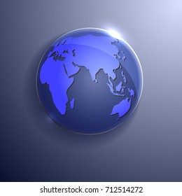 Blue Vector globe icon of the world