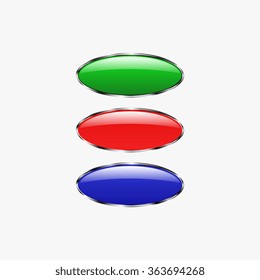 Blue Vector glossy button icon, samples 
