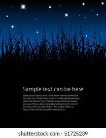 Blue vector grass background with place for your text