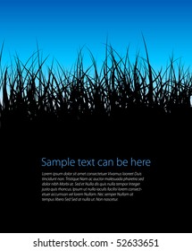 Blue vector grass background with place for your text