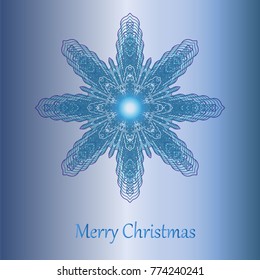 Blue vector greeting card with snowflake for Merry Christmas