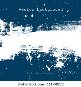 Blue Vector Grungy Brush Stroke Hand Painted Background With Paint Splatter