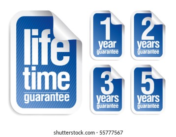 blue vector guarantee stickers set