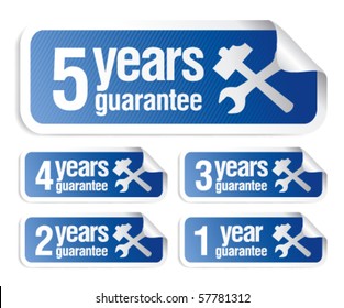 blue vector guarantee stickers set