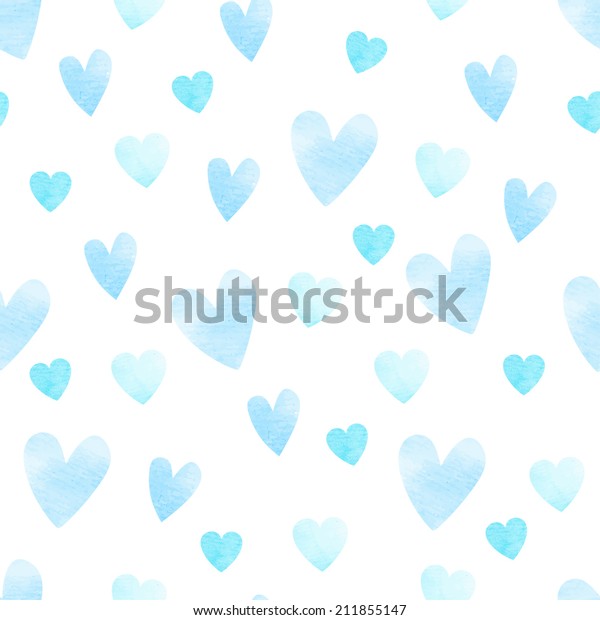 Blue Vector Heart Shape Seamless Watercolor Stock Vector (Royalty Free ...