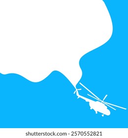 Blue vector helicopter design, cleanly filled, ideal for transport or aviation design themes.