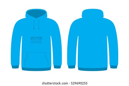 Blue vector hoodie. Unisex hoodie template, isolated on background.