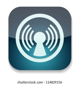 a blue vector icon with antenna inside