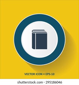 Blue vector Icon of Book on Yellow Color Background with Long Shadow. Eps.10.