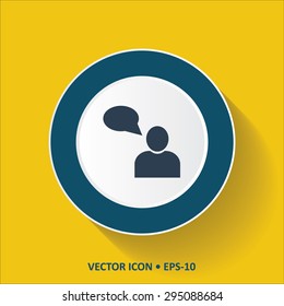 Blue vector Icon of Comments on Yellow Color Background with Long Shadow. Eps.10.