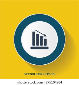 Blue vector Icon of Graph on Yellow Color Background with Long Shadow. Eps.10.