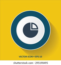 Blue vector Icon of Graph on Yellow Color Background with Long Shadow. Eps.10.