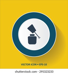 Blue vector Icon of Nail Paint on Yellow Color Background with Long Shadow. Eps.10.