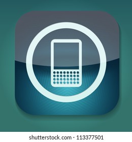 a blue vector icon with phone