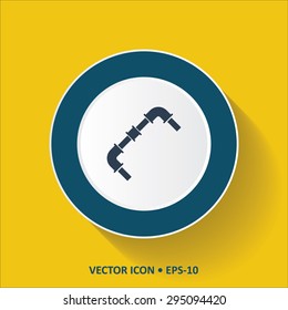 Blue vector Icon of Pipe on Yellow Color Background with Long Shadow. Eps.10.