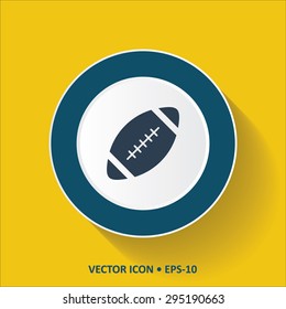 Blue vector Icon of Rugby on Yellow Color Background with Long Shadow. Eps.10.