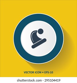 Blue vector Icon of Santa Cap on Yellow Color Background with Long Shadow. Eps.10.