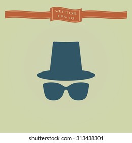 Blue Vector Icon Set Hats and sunglasses Collection