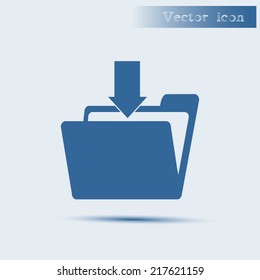 blue vector icon with shadow Flat design style