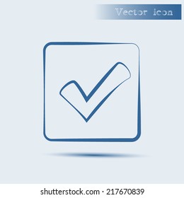 blue vector icon with shadow Flat design style 