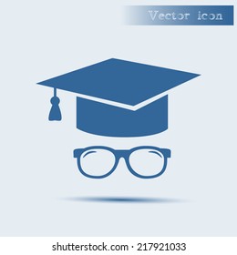 blue vector icon with shadow Flat design style