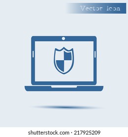 blue vector icon with shadow Flat design style