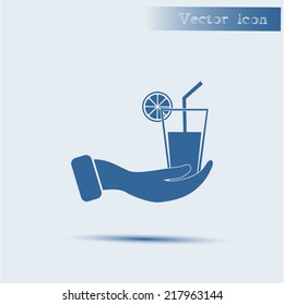 blue vector icon with shadow Flat design style 