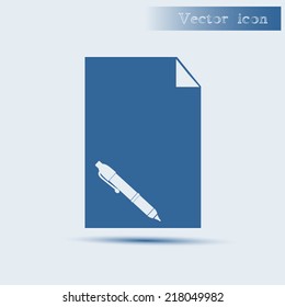 blue vector icon with shadow Flat design style 