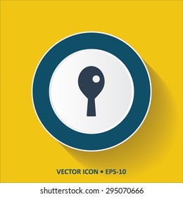 Blue vector Icon of Table Tennis on Yellow Color Background with Long Shadow. Eps.10.