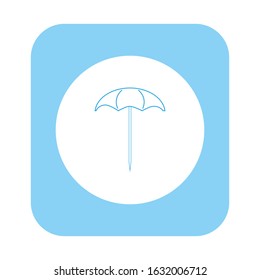 blue vector icon of umbrella on white background