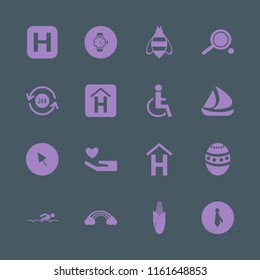 blue vector icons set. with cursor, watch, swimming and ping pong in set