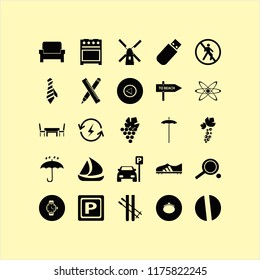 blue vector icons set. with pill, gas stove, black currant berry and no pedestrian crossing in set