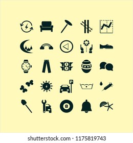 blue vector icons set. with rainbow, butterflies, bell and solar energy in set