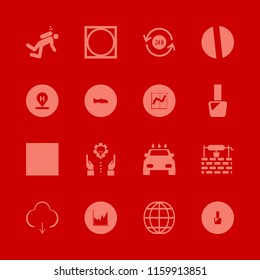 blue vector icons set. with recycle hours, men shoes, technology progress and nail polish in set