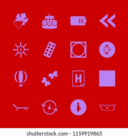 blue vector icons set. with watch, balloon, tumble dry and left arrow in set