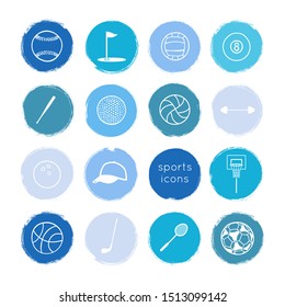 blue vector icons: sports activities