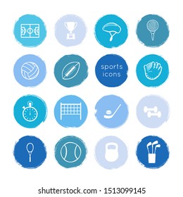 blue vector icons: sports activities