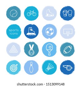 blue vector icons: sports activities