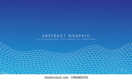 Blue vector illustration network connection concept. hexagon perspective futuristic wide angle landscape. Futuristic honeycomb concept. landscape. Digital background.