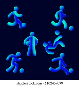 blue vector illustration soccer team style neon light soccer football player neon tubed concept uniform kits 