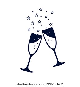 blue vector illustrations glasses of champagne 