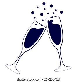 Blue vector illustrations glasses of champagne