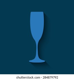 Blue vector illustrations glasses of champagne with shadow on a blue background