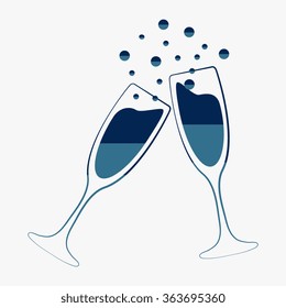 Blue vector illustrations glasses of champagne