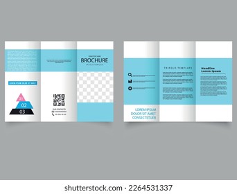 Imagen vectorial azul Triple plantilla de Business. Folleto triplicado. archivo vectorial.