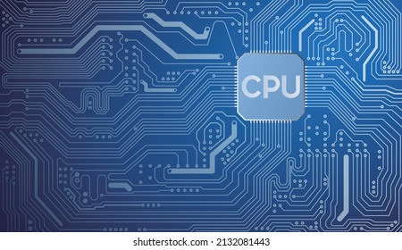 A blue vector image of a computer processor