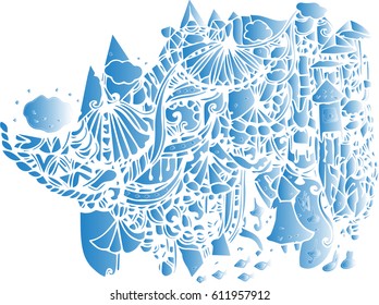 the blue vector of imagination line art design