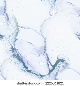 Blauer Vektorfarben-Marmor. Bronze Aquarell Wiederholen. Marmor gefliester Hintergrund. Luxuriöse Alkoholgetränk Ink Canvas. Blaue Farbe des nahtlosen Wassers. Fluid Eleganter Hintergrund. Gold Art Paint. Luxus-nahtlose Tinte-Vorlage