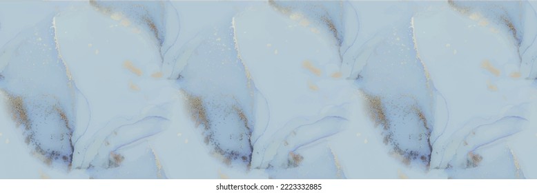 Blue Vector Ink Marble. Foil Marble Background. Golden Watercolor Marble. Fluid Seamless Background. Gold Seamless Watercolor. Metal Alcohol Ink Texture. Gold Art Paint. Luxury Abstract Ink Template